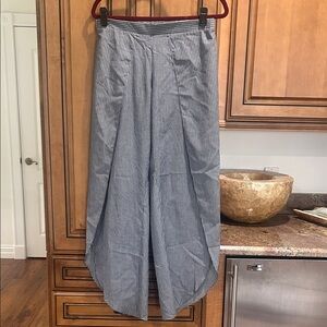 Drew Striped Wide-Leg tulip Pants grey blue color with white stripe